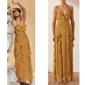 sachin and babi light blue dress Shona Joy | Dresses | Shona Joy Leonie Backless Frill Ruffle Mimosa Yellow Maxi  Dress Size